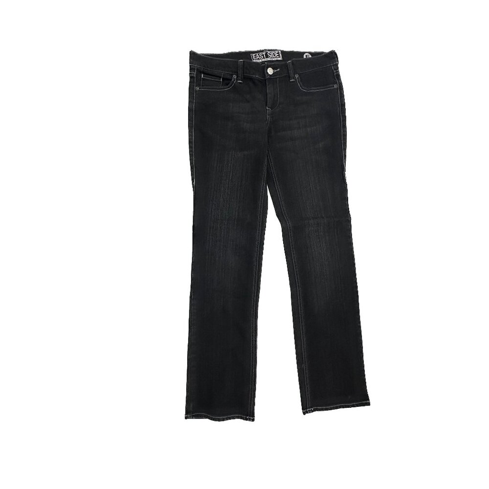 New York & Company Jeans Women 6 Black Eastside Straight Leg Low Rise